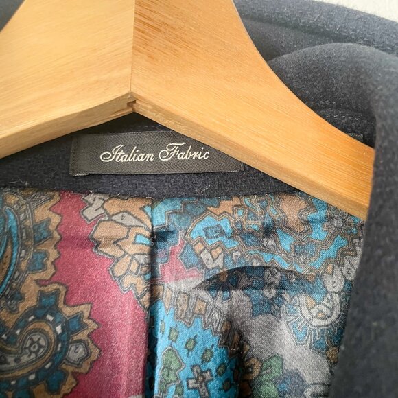 Men’s Ted Baker Navy Ossain Herringbone Wool Blend Peacoat Jacket, Size 4 Large - Picture 9 of 14